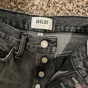Agolde distressed black jeans. Size 24